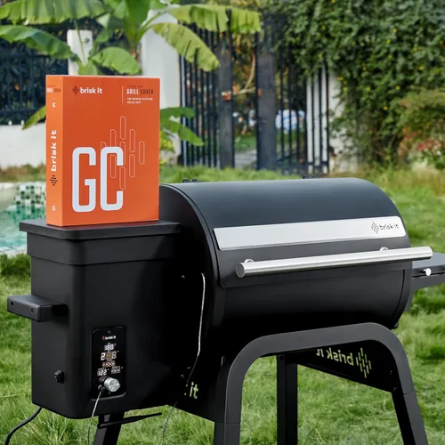 Vista 2 de Brisk It Cubierta de parrilla para parrilla de pellets de madera Zelos-450, cubierta de ahumador resistente e impermeable, cubierta para parrilla