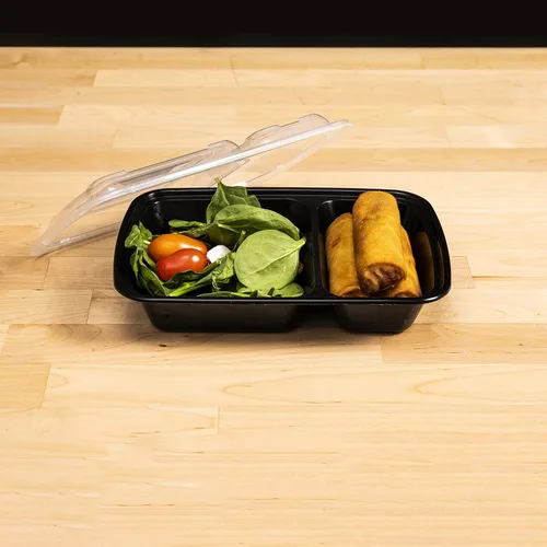 Vista 7 de TIYA - Contenedores de comida a granel de 32 onzas, paquete de 150 con tapas, cajas de plástico con compartimentos para llevar, reutilizables, aptos