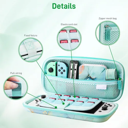 Vista 3 de CONSOLEARMOR Marble Portable Travel Carrying Bag Compatible with Nintendo SwitchOLED, Travel Storage Hard Shell Cover with 10 Game Card Slot for