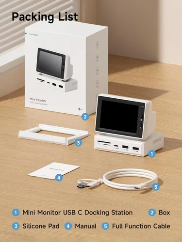 Vista 9 de Hagibis Mini pantalla IPS USB de 3.5 pulgadas con concentrador USB C, monitor USB-C y HDMI, AIDA64, Mini PC, CPU, RAM, HDD, monitor de datos