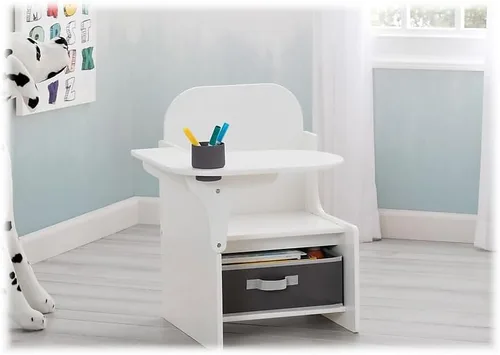 Vista 3 de Delta Children MySize - Escritorio con silla y compartimento de almacenamiento, color blanco bianca Bianca Blanco