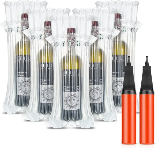 Outus 100 piezas de protector de viaje para botellas de vino, bolsas de viaje inflables reutilizables para vino, bolsas de cojín de columna de aire