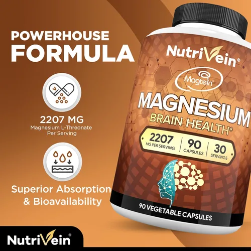 Vista 4 de Nutrivein Paquete de suplementos de L-treonato de magnesio y berberina premium: berberina HCL de alta absorción + par de suplementos de treonato