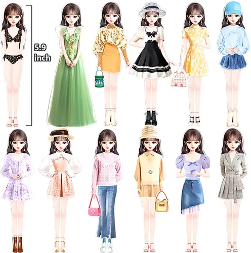 Vista 4 de Muñeca de Papel Magnética de Princesa para Vestir Juguetes de Juego de Simulación Rompecabezas de Ropa de Personas Magnéticas Juego para Niñas de 3+