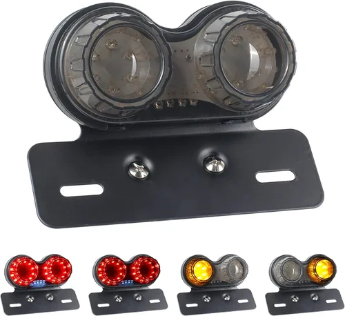 NTHREEAUTO Luz trasera LED para motocicleta con freno integrado y señales de giro, luces de matrícula, luz trasera universal compatible con Honda