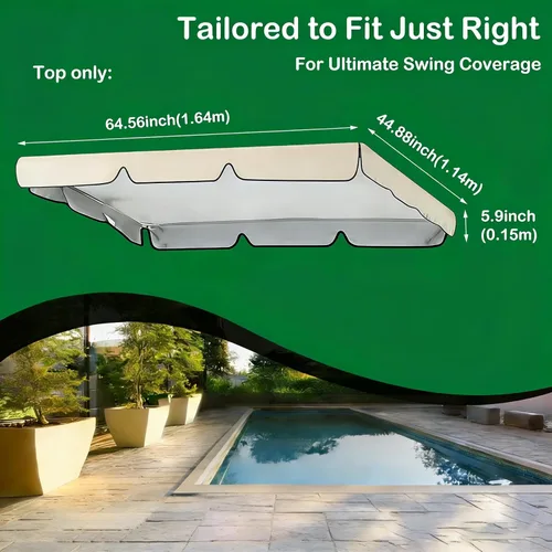 Vista 4 de Toldo de repuesto para columpio de patio, protección 420D para todo tipo de clima, resistente a los rayos UV, para jardín, parque, porche, cubierta