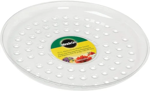 Miracle-Gro SMGCVSH12 12" Heavy Duty Plastic Saucer, Clear