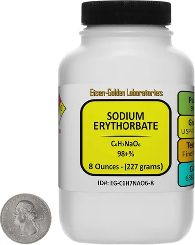 Vista 6 de Eritorbato de sodio [C6H7NaO6] 98+% USP-FCC Polvo de grado alimenticio 4 onzas en una botella