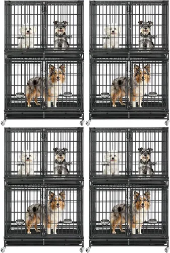 Vista 15 de 36 Inch Stackable Heavy Duty Dog Crate with Wheels for Medium Dog