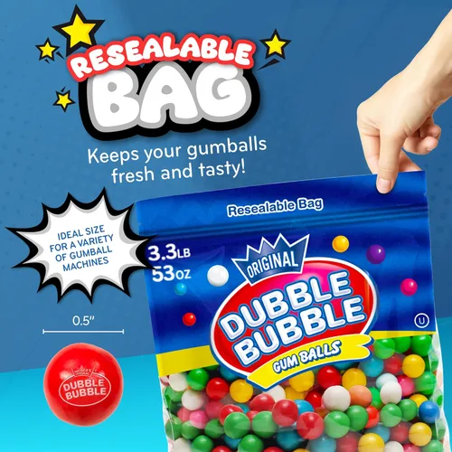 Vista 2 de Bolas de chicle para recargas de máquina de chicles – 53 onzas de goma de mascar Dubble Bubble a granel estilo antiguo bolas de chicle vintage Old