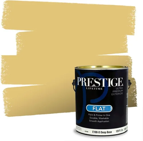 Vista 131 de PRESTIGE Pinturas de pintura exterior e imprimación en uno, 1 galón, plano, combinación comparable de Benjamin Moore* Manzanilla*