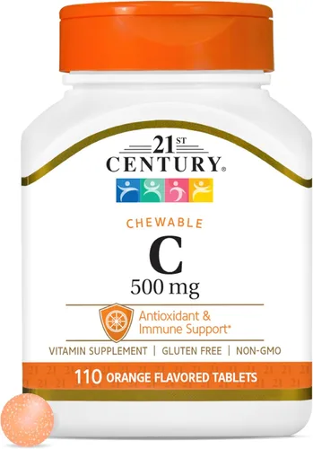 21st Century Vitamina C 500 mg Tabletas masticables, Naranja, 110 unidades