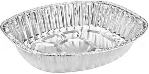 Vista 59 de Sartenes de aluminio extra grandes desechables y duraderos para pavos, forma ovalada para pollo, carne, pechuga, asado, horneado, reciclable junto