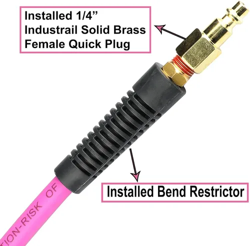 Vista 5 de YOTOO Manguera de aire de 38 pulgadas x 25 pies, manguera de compresor de aire híbrida resistente de 300 PSI, ligera, resistente a las torceduras