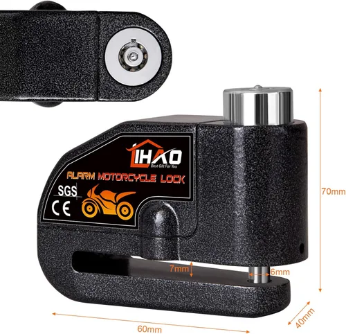 Vista 2 de LIHAO Candado de Disco para Motocicleta, Alarma Antirrobo Impermeable para Freno de Disco de Motocicleta o Scooter