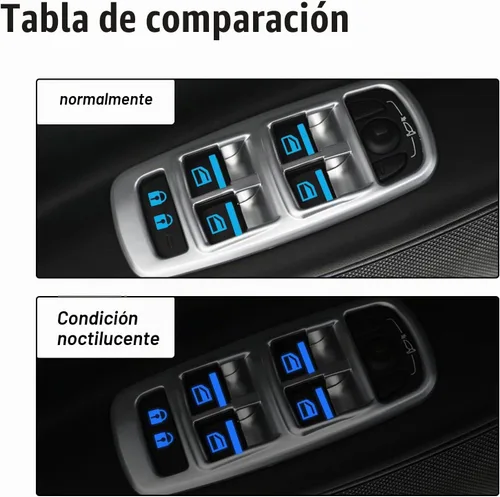 Vista 4 de Adhesivo luminoso para interruptor de control de automóvil, calcomanías brillantes de seguridad nocturna para manija de puerta exterior de Azul