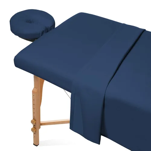 Vista 11 de Saloniture Juego de sábanas de microfibra para mesa de masaje de 3 piezas - Funda premium para camilla facial - Incluye sábanas planas y ajustables