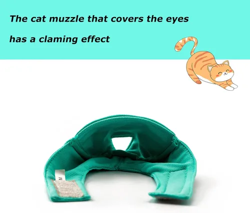 Vista 6 de Bozal para gatos con malla transpirable, bozal protector bucal para evitar mordeduras, masticar, aseo, antiarañazos (L, verde)