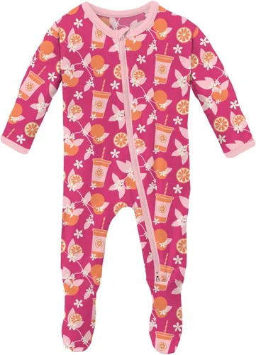 Vista 76 de KicKee Baby & Toddler - Pijama de viscosa ultrasuave de bambú con patas abatibles y puños