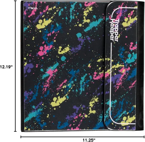 Vista 9 de Anotador Trapper Keeper de Mead, diseño retro, archivo de 1 pulgada con carpetas y bolsillos, para hojas de 21,6 cm x 27,9 cm, salpicaduras