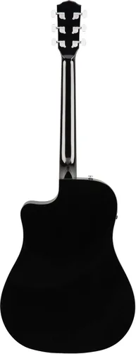 Vista 3 de Fender CD-60SCE - Guitarra electroacústica Dreadnought de tapa sólida - Paquete negro con funda, cable, afinador, correa, cuerdas, púas, DVD