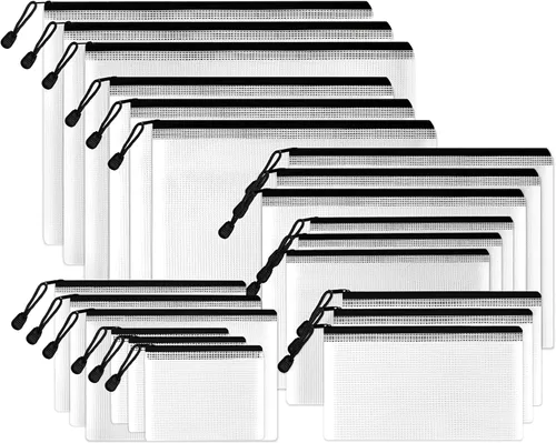 Vista 11 de SUNEE Bolsa de malla de plástico con cremallera de 4.6 x 9.2 pulgadas (negro, 24 paquetes), pequeña bolsa con cremallera resistente al agua