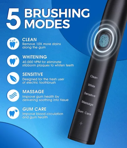 Vista 3 de Cepillo de dientes eléctrico e irrigador de agua, irrigador oral de 21.1 fl oz con 7 puntas de chorro, 10 ajustes de presión ajustables, cepillo