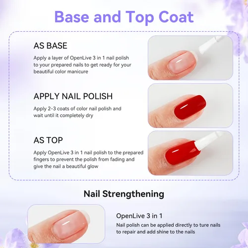 Vista 7 de Perfume fortalecedor de uñas de secado rápido, resistente reparaciones endurecedor de uñas dañado, brillo de larga duración para uñas, 0.6 fl oz