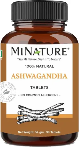 Tabletas de Ashwagandha - 90 comprimidos, 1000 mg de mi Nature | Suministro para 45 días | Ashwagandha 100% natural | Vegano | de la India