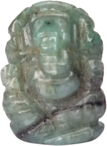GEMHUB Ganesha - Estatua de piedra esmeralda verde natural, 5.00 ct, escultura certificada con éxito para cada hogar, oficina y regalo EN-910
