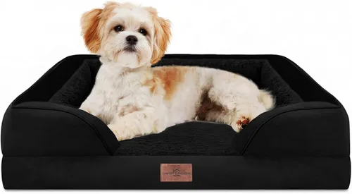 Vista 220 de Comfort Expression - Cama ortopédica para perros medianos de 30x20 pulgadas, cama impermeable de espuma de huevera para mascotas medianas
