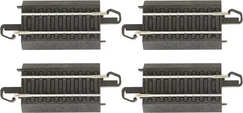 Vista 2 de Bachmann Trenes - PISTA A PRESENTACIÓN E-Z 3" RECTA (4/tarjeta) - Riel de aleación de acero con plataforma negra - Escala HO