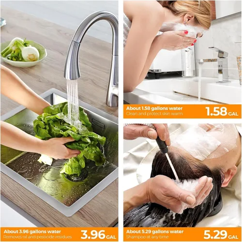 Vista 7 de Fogatti Mini calentador de agua eléctrico de 2.5 galones 1440 W, montaje en pared/piso, gris