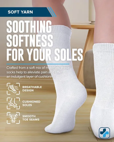 Vista 3 de Doctor's Select Diabetic Socks for Men and Women - Non-Binding Neuropathy Socks for Diabetics Men Non Grip & Grip Socks
