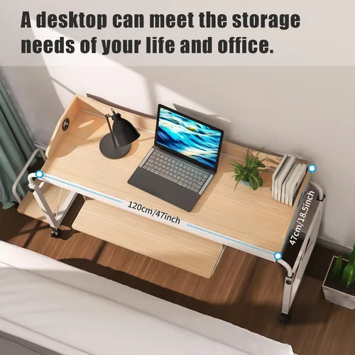 Vista 8 de Mobile Stretchable Desk,Height&Width Adjustable Laptop Desk with Wheels Storage Desk Home Office Computer Workstation, Portable Rolling Table Laptop
