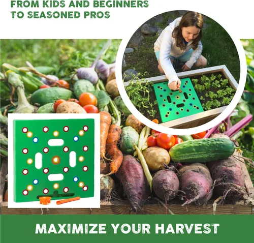 Vista 4 de Seeding Square - Herramienta patentada de espaciado de semillas y plántulas para cosechas más grandes, plantas organizadas y menos malas hierbas