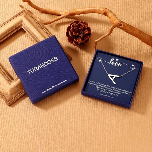 Vista 7 de S925 Sterling Silver Sideways Initial Necklaces for Women, Dainty Hypoallergenic Sterling Silver Letter A-Z Pendant Necklace Silver Sideways Initial