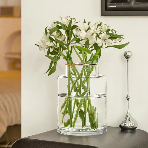 Vista 7 de Jarrones de vidrio transparente para centros de mesa, jarrón cilíndrico de vidrio grande de 9 pulgadas para el hogar, boda, fiesta, eventos
