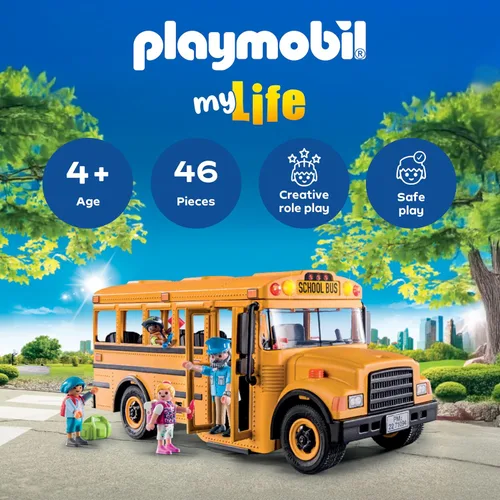 Vista 2 de Playmobil Autobús escolar con accesorios y 4 figuras
