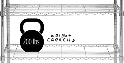 Vista 6 de Honey-Can-Do Estantería ajustable resistente de 3 niveles con capacidad de 200 libras, Estantería de acero cromado SHF-09367, Estanterías