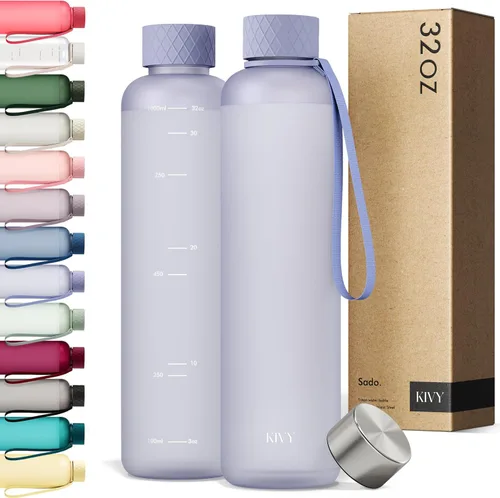 Vista 17 de KIVY Botella de agua delgada de 22 onzas [ligera e inastillable] – Botella de agua reutilizable de Tritan – Botella a prueba de fugas para mujeres