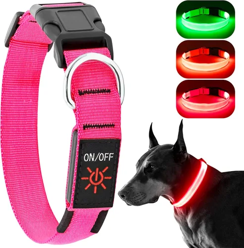 Vista 9 de Collar de Perro Iluminado para la Noche, Collar de Perro LED Ajustable, Recargable Impermeable, Luces de Perro para Caminar por la Noche, Brilla