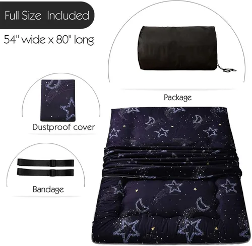 Vista 490 de Colchón futón japonés de piso gris constelación, de piso tatami, portátil, para acampar, para niños, sofá cama plegable enrollable con protector