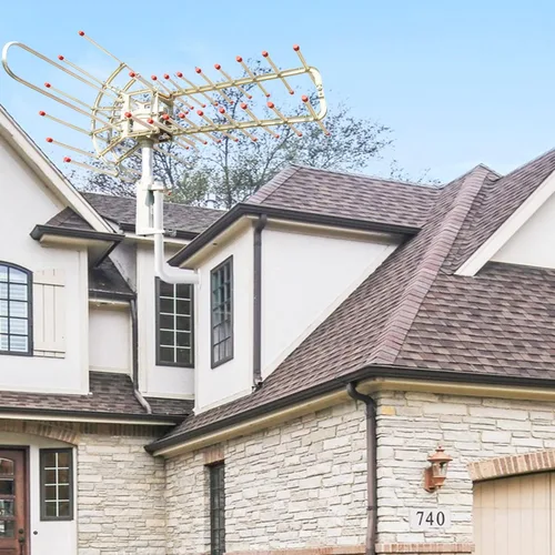 Vista 4 de Soporte para poste electrónico para instalación de antena exterior en el hogar, 15 pulgadas de longitud, color blanco