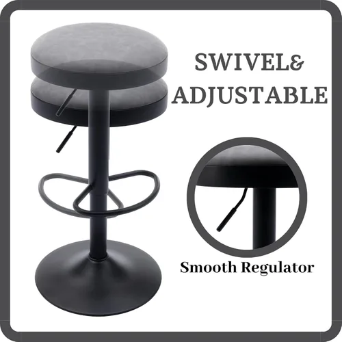 Vista 34 de Taburetes de bar sin espalda, juego de 3 taburetes de bar redondos ajustables para encimera de cocina, taburete giratorio de altura de barra, silla
