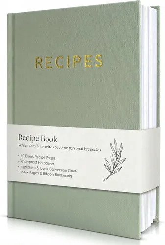 Vista 11 de Libro de recetas estético en blanco con cubierta impermeable, el cuaderno de recetas perfecto para escribir en tus propias recetas, hermoso libro