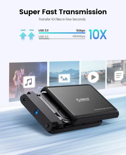Vista 2 de ORICO Caja de disco duro externo para disco duro SATA SSD de 3.5 y 2.5 pulgadas, capacidad de hasta 20 TB, alta velocidad de transmisión USB 3.2 Gen