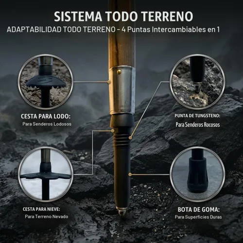 Vista 5 de FOREST PILOT Bastón de trekking – 1 unidad de madera de sasafrán ajustable y desmontable para senderismo o bastón Negro