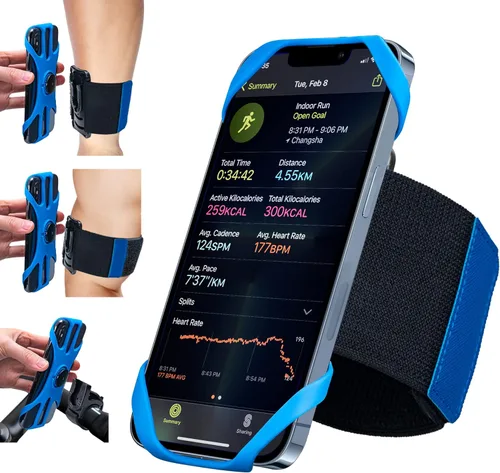 Vista 9 de Cikyner Brazalete para correr, 3 en 1, giratorio de 360° y desmontable, soporte para teléfono deportivo/bicicleta para teléfonos inteligentes