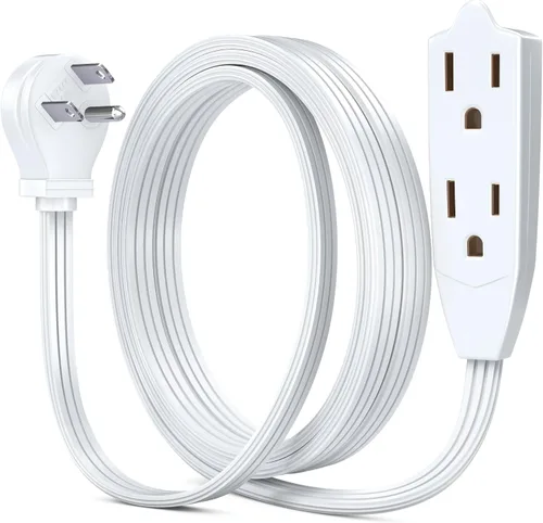 Vista 17 de Maximm Cable de extensión de enchufe plano de 50 pies, 3 salidas, enchufe Negro
